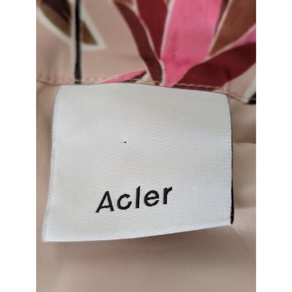 Acler Coleman Mini Dress Pink Wandering Floral Sz 6 Cowl Neck Long Sleeve Flared - Picture 8 of 11